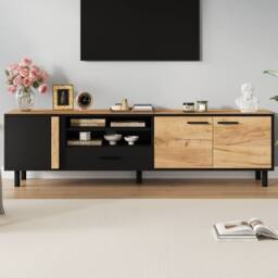 ModernLuxe Modern TV cabinet with drawer, storage doors & industrial style - thumbnail 3