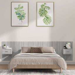 Berkfield Home Classic Bed Headboard with Cabinets Grey Sonoma Engineered Wood - thumbnail 2