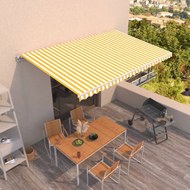 Berkfield Home Manual Retractable Awning 500x300 cm Yellow & White - image 1