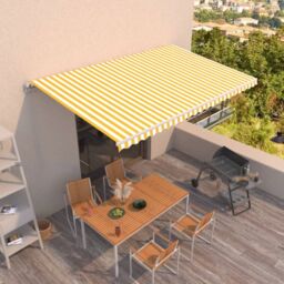 Berkfield Home Manual Retractable Awning 500x300 cm Yellow & White