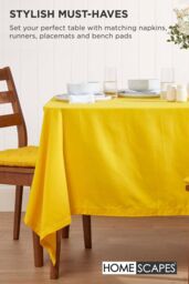 Homescapes Seat Pad Luxury 100% Cotton Indoor Outdoor Garden Cushion, Button Tie, 40cm in Yellow - thumbnail 7