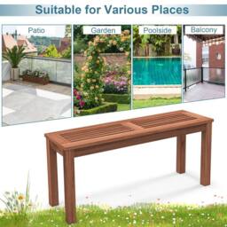 Costway 100cm Patio Wood Bench 2-Person Solid Wood Bench Dining Bench w/ Slatted Seat in Natural - thumbnail 6