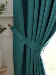 Luxury Living Adi Lined Ring Top Eyelet Curtains in Teal - Size: 229 cm width x 229 cm drop - thumbnail 3