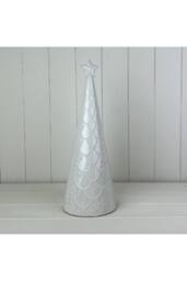 KDMD Tactile Glazed Ceramic Tree Ornament with Textured Detail - 38mm in Light Grey