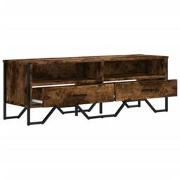 Berkfield Home TV Cabinet Smoked Oak 122x34x41 cm Engineered Wood in Brown - Size: 122 x 34 x 41 cm - thumbnail 7