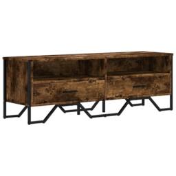 Berkfield Home TV Cabinet Smoked Oak 122x34x41 cm Engineered Wood in Brown - Size: 122 x 34 x 41 cm - thumbnail 3