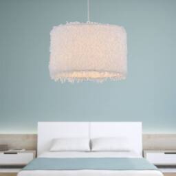 First Choice Lighting Set of 2 Rogers - White Shaggy 30cm Easy Fit Pendant Shades - thumbnail 4