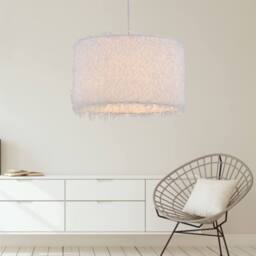 First Choice Lighting Set of 2 Rogers - White Shaggy 30cm Easy Fit Pendant Shades - thumbnail 5