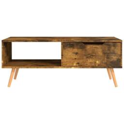Berkfield Home Elegant Coffee Table Smoked Oak 100x49.5x43 cm Engineered Wood in Brown - thumbnail 1