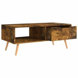 Berkfield Home Elegant Coffee Table Smoked Oak 100x49.5x43 cm Engineered Wood in Brown - thumbnail 5