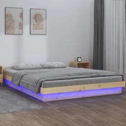 Berkfield Home LED Bed Frame 120x190 cm Small Double Solid Wood in Brown