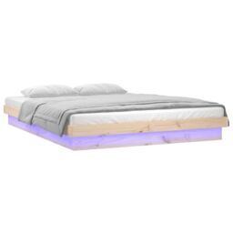 Berkfield Home LED Bed Frame 120x190 cm Small Double Solid Wood in Brown - thumbnail 5