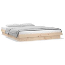Berkfield Home LED Bed Frame 120x190 cm Small Double Solid Wood in Brown - thumbnail 4