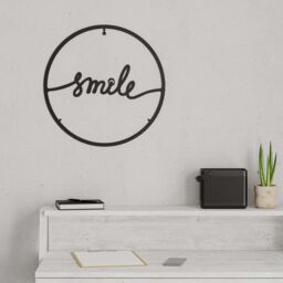 Decortie Modern Metal Wall Art 'Smile' Minimalist Decorative Hanging Sculpture in Black - thumbnail 6