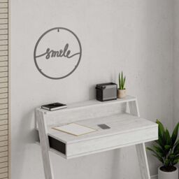 Decortie Modern Metal Wall Art 'Smile' Minimalist Decorative Hanging Sculpture in Black - thumbnail 5