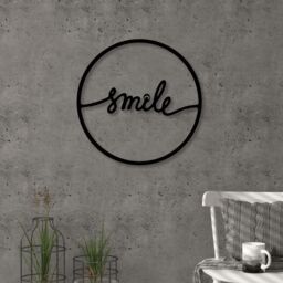Decortie Modern Metal Wall Art 'Smile' Minimalist Decorative Hanging Sculpture in Black