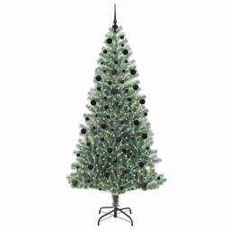 Berkfield Home Stunning Artificial Christmas Tree Snow Flocked with LED Light 210 cm in Green - thumbnail 1