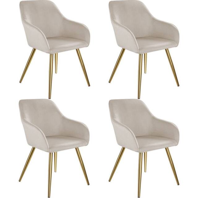 tectake Accent Chair Marilyn Set Of 4 - Taupe/Gold in Taupe - Size: 4 Pack - image 1