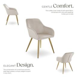 tectake Accent Chair Marilyn Set Of 4 - Taupe/Gold in Taupe - Size: 4 Pack - thumbnail 3