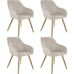 tectake Accent Chair Marilyn Set Of 4 - Taupe/Gold in Taupe - Size: 4 Pack