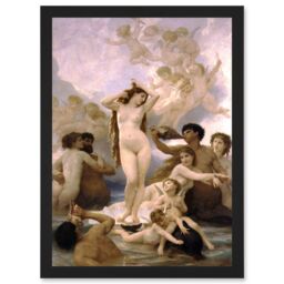 Artery8 William Adolphe Bouguereau Birth Of Venus Old Painting Artwork Framed Wall Art Print A4 in Black - thumbnail 1