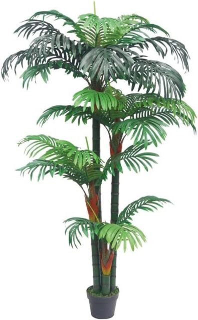 Tradala Trees Large Lush Faux Artificial Green Palm Tree Indoor Home Décor in Dark Green - Size: 5ft