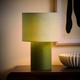 ValueLights Bobby Colour Clash Duo Fabric Table Lamp with LED Bulb in Green