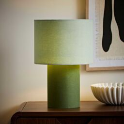 ValueLights Bobby Colour Clash Duo Fabric Table Lamp with LED Bulb in Green - thumbnail 2