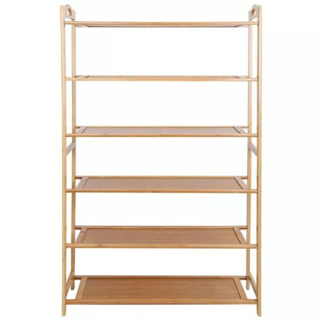 Nordara 6 Tiers BAMBOO SHOE FOOTWEAR RACK ORGANISER WOODEN in Brown - Size: 100 cm x 80 cm - image 1