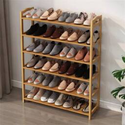 Nordara 6 Tiers BAMBOO SHOE FOOTWEAR RACK ORGANISER WOODEN in Brown - Size: 100 cm x 80 cm - thumbnail 4