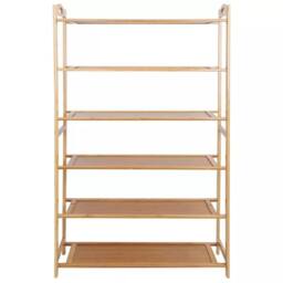 Nordara 6 Tiers BAMBOO SHOE FOOTWEAR RACK ORGANISER WOODEN in Brown - Size: 100 cm x 80 cm