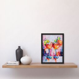 Artery8 Aperol Spritz Cocktails Oil Painting Colourful Framed Art Print in Orange - Size: A4 - thumbnail 4