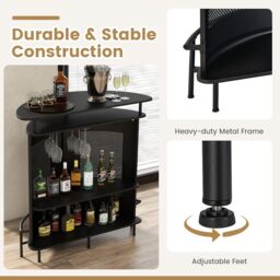 Gymax Home Bar Unit 4-Tier Bar Table With Metal Storage Shelves & Footrest in Black - thumbnail 5