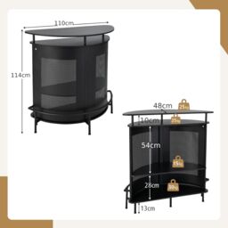 Gymax Home Bar Unit 4-Tier Bar Table With Metal Storage Shelves & Footrest in Black - thumbnail 6