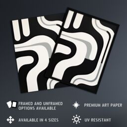 "Artery8 Wall Art Print Minimalist Curves Shapes Abstract Black White Geometric Poster - Size: W18"" x H24""" - thumbnail 2