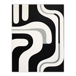 "Artery8 Wall Art Print Minimalist Curves Shapes Abstract Black White Geometric Poster - Size: W18"" x H24""" - thumbnail 1