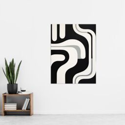 "Artery8 Wall Art Print Minimalist Curves Shapes Abstract Black White Geometric Poster - Size: W18"" x H24""" - thumbnail 4