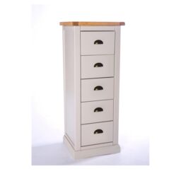 Cabinet Bits Loreo 5 Drawer Narrow Chest of Drawers Brass Cup Handle in Light Grey - thumbnail 3