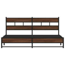 Berkfield Home Metal Bed Frame without Mattress Brown Oak 180x200 cm Super King - thumbnail 4