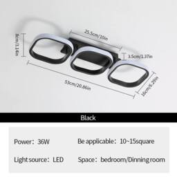Goeco LED Ceiling Light, 32W, Black, Square, Modern Living Room Lamp, 6500K in Black - thumbnail 2