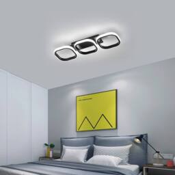 Goeco LED Ceiling Light, 32W, Black, Square, Modern Living Room Lamp, 6500K in Black - thumbnail 7