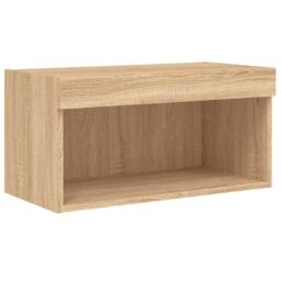 Berkfield Home Versatile 6 Piece TV Wall Units with LED Sonoma Oak Engineered Wood in Light Tan - thumbnail 9