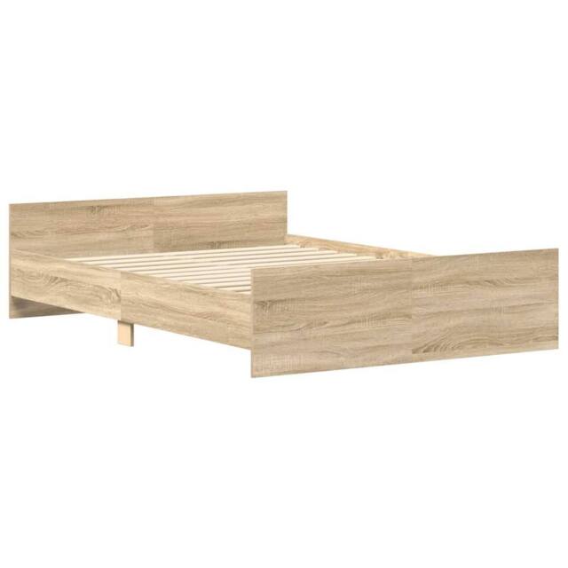 Berkfield Home Durable Bed Frame with Headboard & Footboard Sonoma Oak 120x190 in Natural - Size: Small Double - image 1