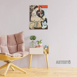 "Artery8 Vintage Christmas Family Scene Canvas Wall Art Print Penfield - Size: W24"" x H32""" - thumbnail 3