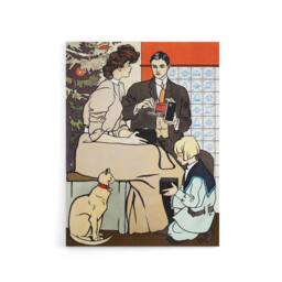 "Artery8 Vintage Christmas Family Scene Canvas Wall Art Print Penfield - Size: W24"" x H32""" - thumbnail 1