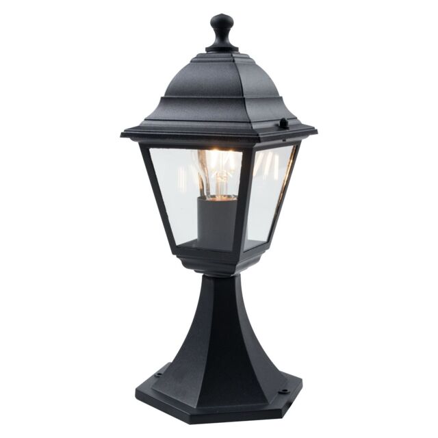 First Choice Lighting Cambridge - Black & Glass Four Sided Lantern IP44 Outdoor Post Light - image 1