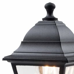 First Choice Lighting Cambridge - Black & Glass Four Sided Lantern IP44 Outdoor Post Light - thumbnail 2