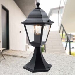 First Choice Lighting Cambridge - Black & Glass Four Sided Lantern IP44 Outdoor Post Light - thumbnail 4