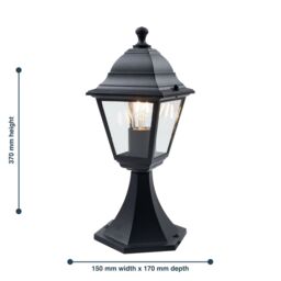 First Choice Lighting Cambridge - Black & Glass Four Sided Lantern IP44 Outdoor Post Light - thumbnail 5