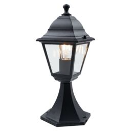 First Choice Lighting Cambridge - Black & Glass Four Sided Lantern IP44 Outdoor Post Light